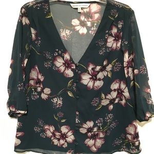 Flowy Floral Button Down Blouse | V-Neck Top